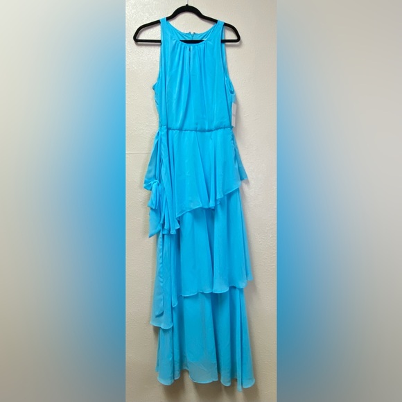 Tahari NWT Sky Blue Spring Summer Sleeveless Maxi Tiered dress Woman’s size 12 - Picture 2 of 8